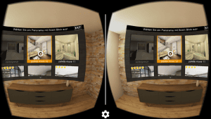 Ein Blick durch die VR-Brille in Palette Move: Zielpunkt anschauen und schon steht man in der Planung.