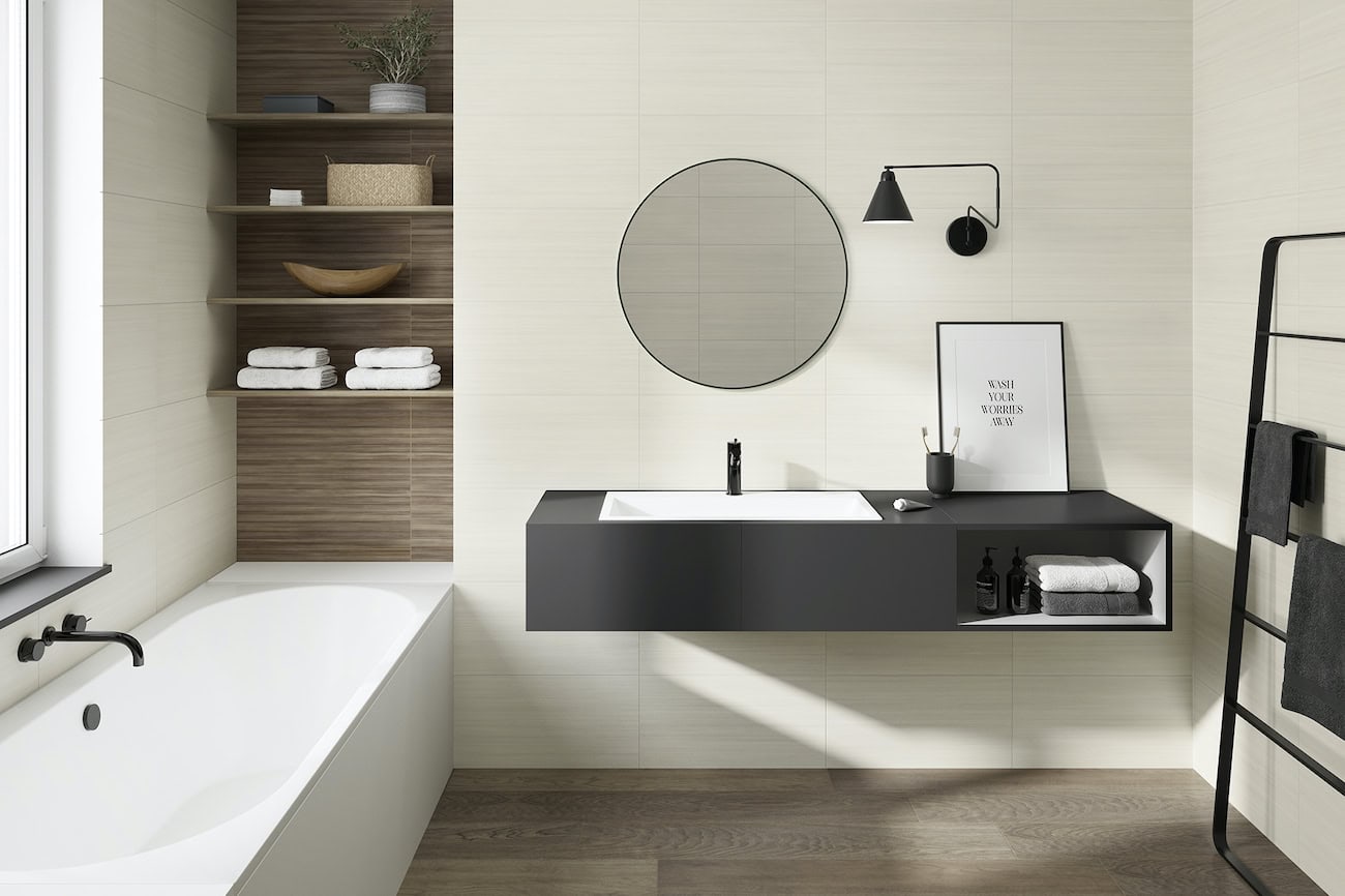 Steingut mit Naturkante im Format 30 x 60 cm. Foto: Grohn