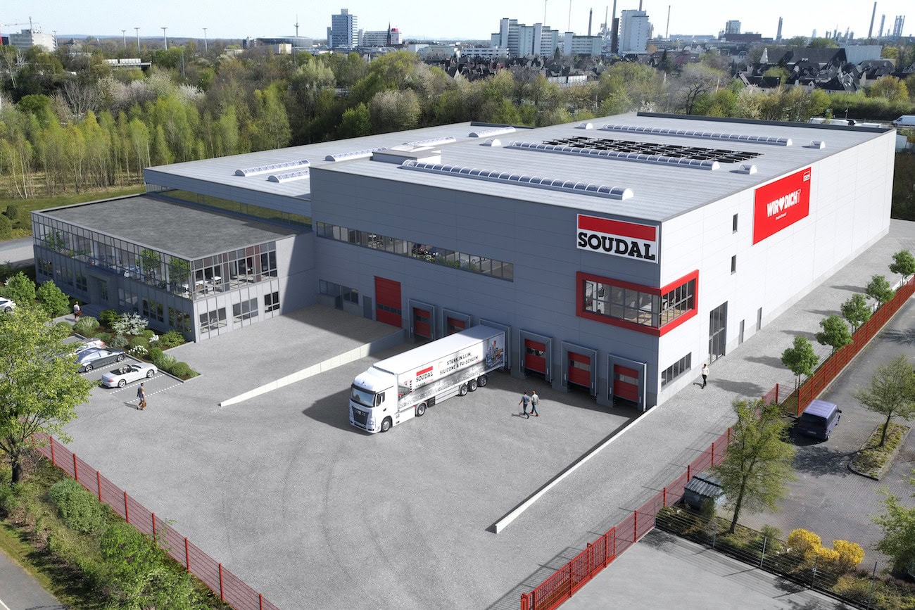 So wird Soudals Neubau mit Hochregallager, Logistik- und Schulungszentrum in Leverkusen im Jahr 2023 aussehen.