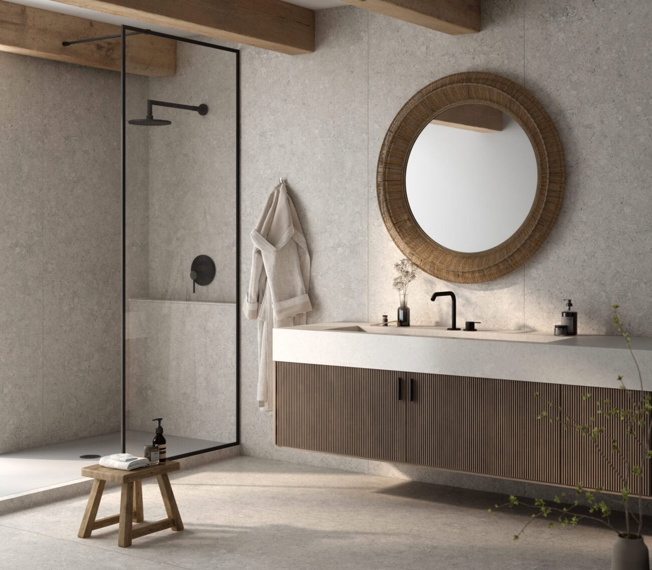 Dekton Vicenza Kode VK03 Grigio hat einen grauen Farbton mit warmen Nuancen, der an die zeitlose Schönheit der palladianischen Architektur erinnert