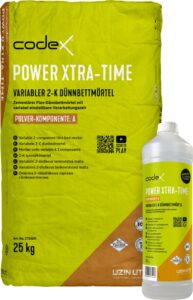 codex Power Xtra-Time ist der erste Fliesenkleber, der sich völlig an die zeitlichen Bedürfnisse des Fliesenlegers anpasst.