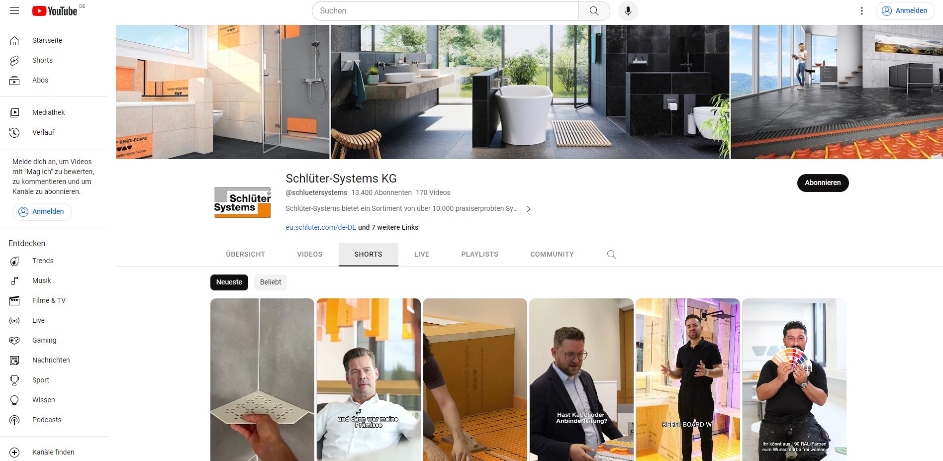 Die kurzen Videos stehen auf dem Schlüter-YouTube-Kanal zur Verfügung. Foto: Schlüter-Systems  