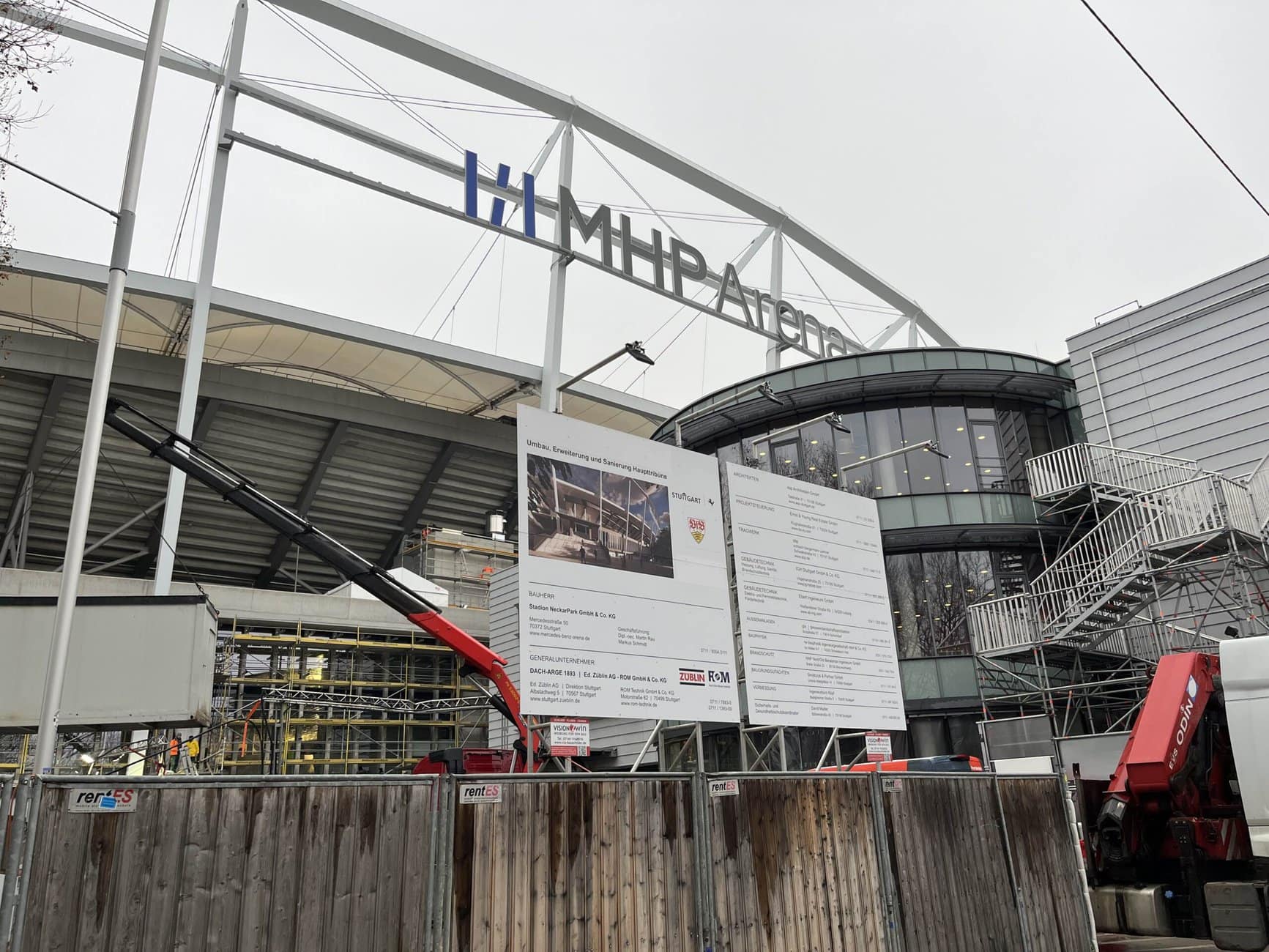 Die Baustelle der MHP Arena in Stuttgart