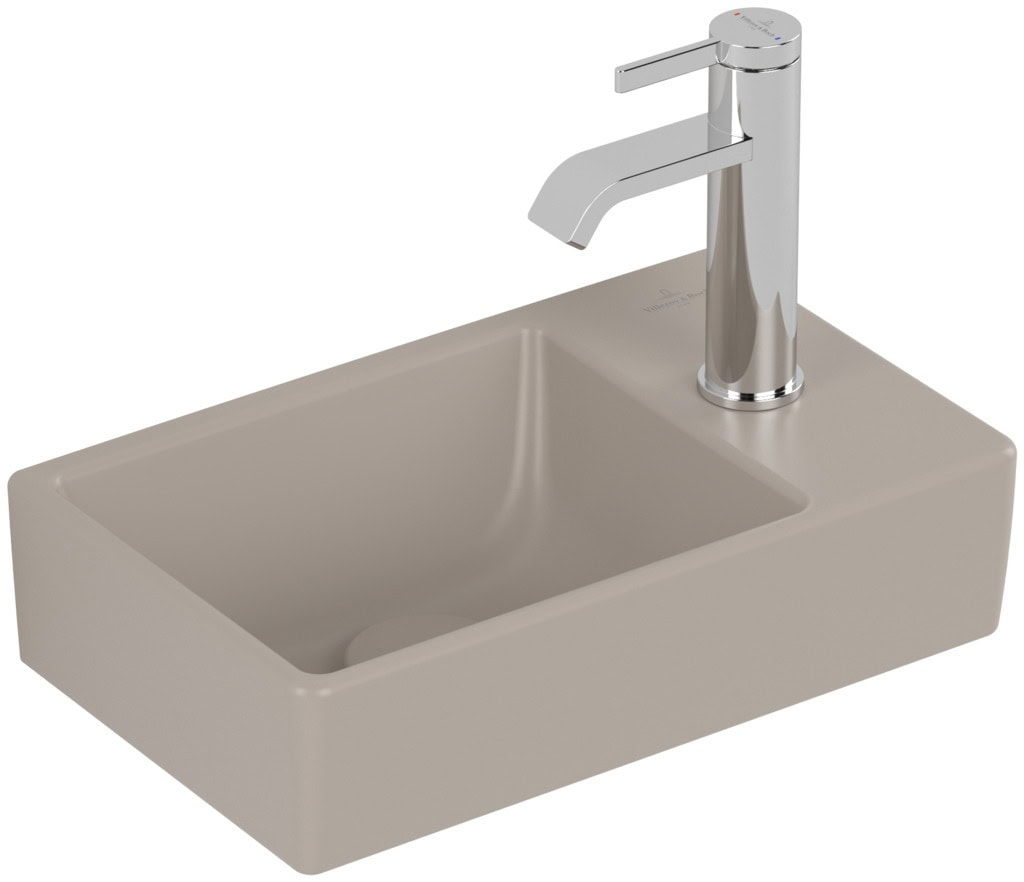 Auch die filigranen Handwaschbecken der Kollektion Avento sind jetzt in der Trendfarbe Almond erhältlich, ebenso wie die unverzichtbaren Squaro Infinity Duschwannen.