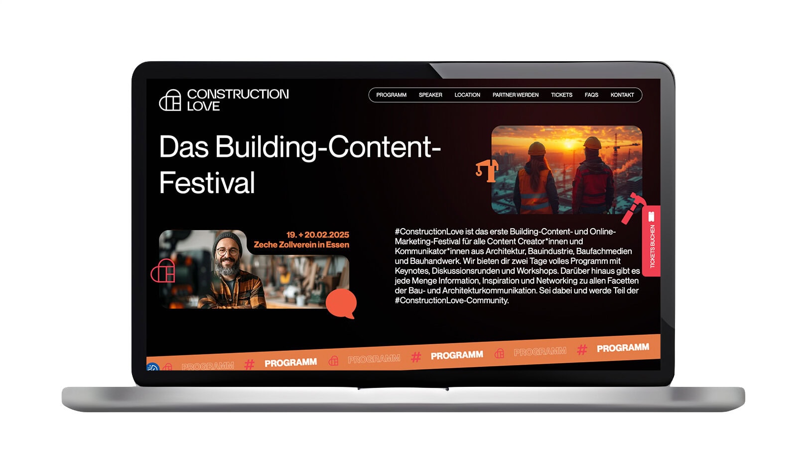 Das Building-Content-Festival „Construction Love“ bietet spannende Einblicke in die Herausforderungen der Content-Produktion für die Baubranche. (Grafik: Brandrevier GmbH)