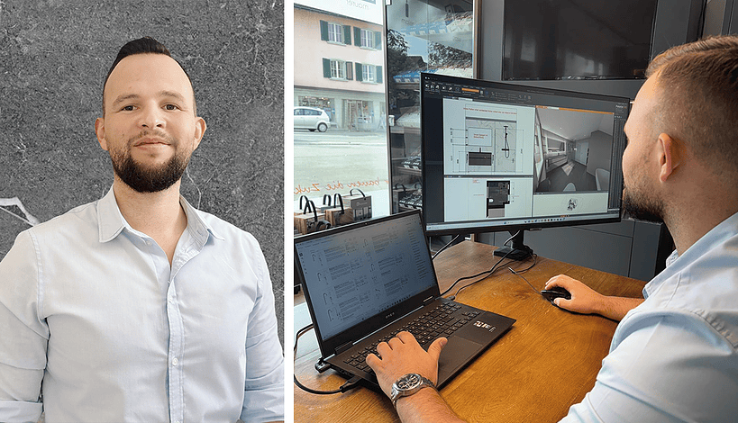 Ein erstes Badezimmer-Layout erstellt Louis Spillmann, Planer und Bauleiter, mit Palette CAD häufig im ersten Kundentermin. Bild: RenoGroup GmbH