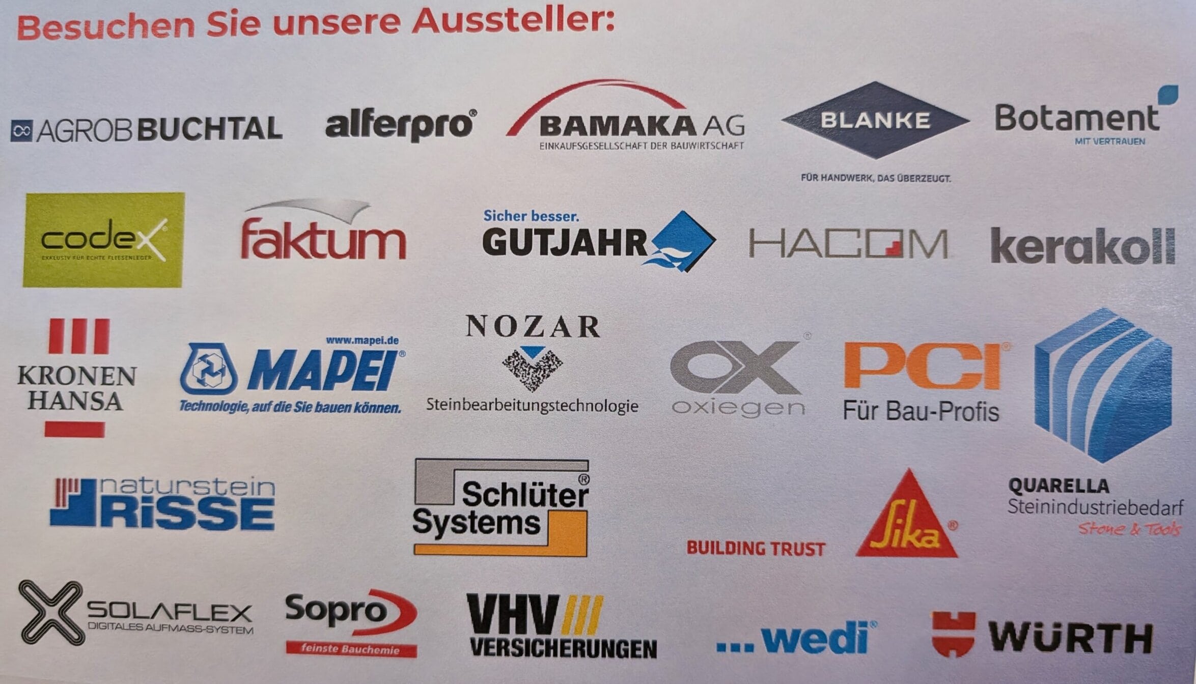 Trugen mit ihren Messeständen zum Gelingen des Fliesenforums bei: diese 23 Aussteller.