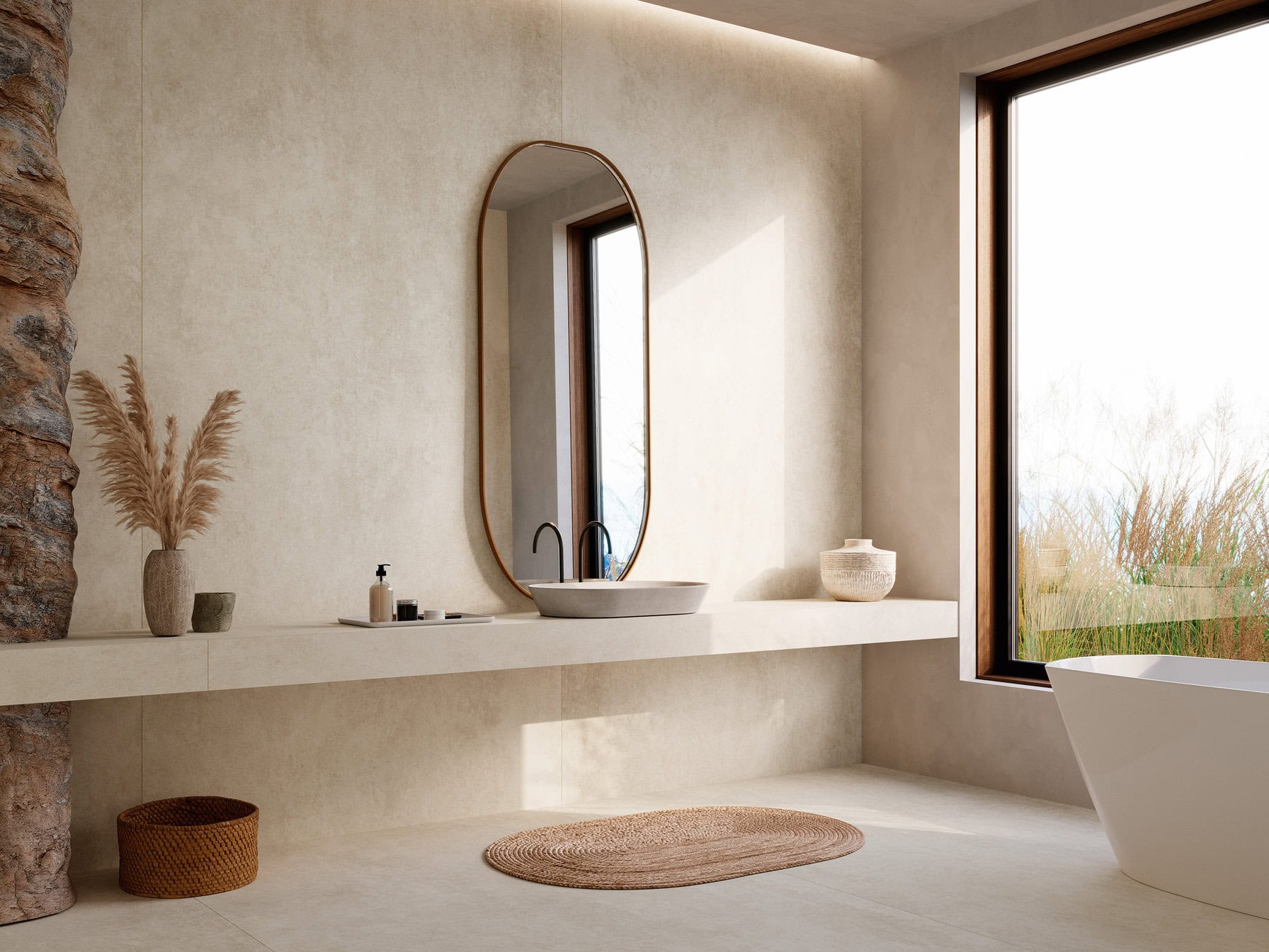 Studio Cream von Venux wird für Verkleidungen, Bodenbeläge und Arbeitsplatten verwendet.