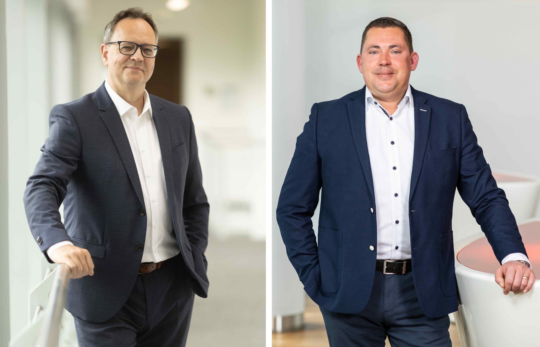 René Haßfeld (links) verabschiedet sich nach mehr als sieben Jahren als Vorsitzender der Geschäftsführung der toom Baumarkt GmbH; Jochen Vogel (rechts) übernahm zum 1. Juli 2025 die Nachfolge. Copyright: toom