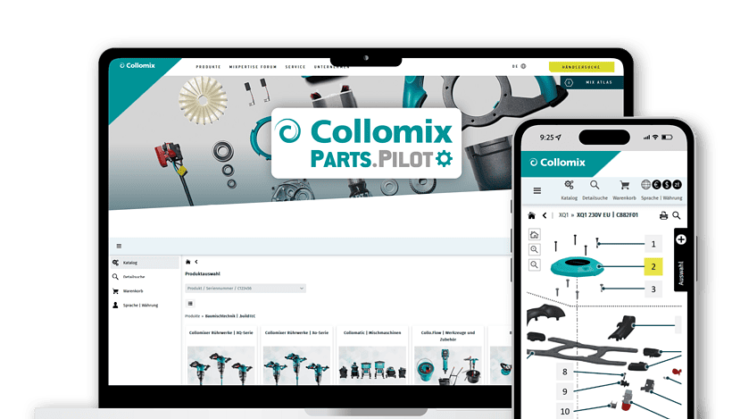 Finden. Klicken. Läuft – mit dem neuen Online Ersatzteilkatalog bietet Collomix ab 1. November eine moderne, visuelle Lösung zur schnellen und fehlerfreien Identifikation benötigter Ersatzteile.