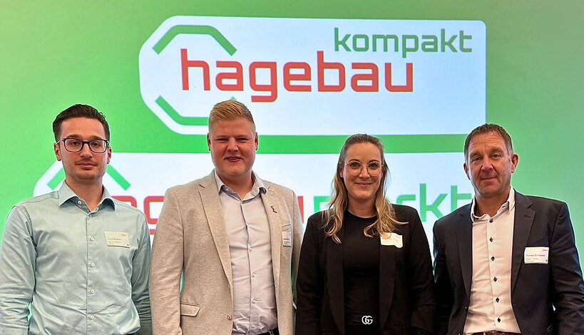 Neu in den Gremien des hagebau Einzelhandels (v.l.n.r.): Luca Batzner, Julian Schäfer, Nina Carolin Siemsen und Tomas Schadwill