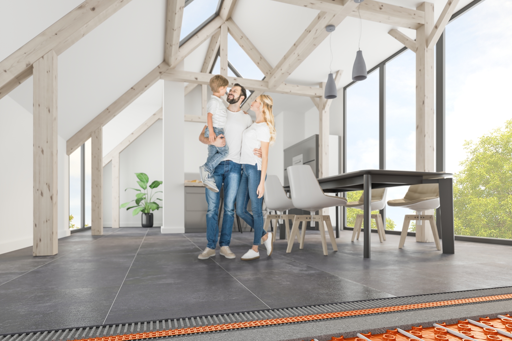 Für Renovierungs- und Sanierungsobjekte stehen Konstruktionsaufbauten mit besonders niedriger Aufbauhöhe zur Verfügung.