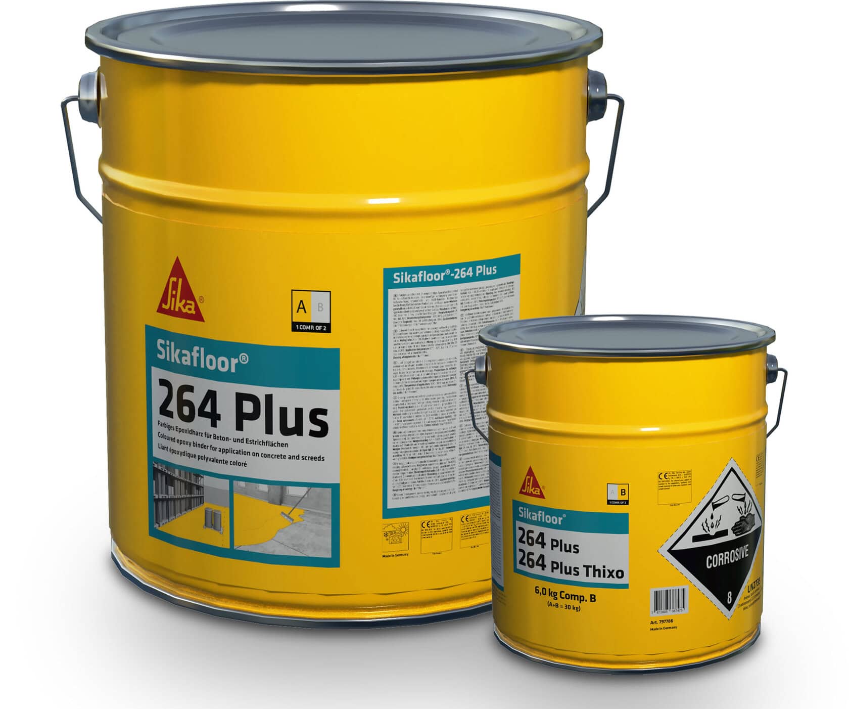 Sika wird Bodenbeschichtungen in Stuttgart künftig mit einem Epoxidharz herstellen, das einen biobasierten Anteil von 28% enthält, darunter die Verlaufsbeschichtung und Versiegelung Sikafloor-264 Plus.
