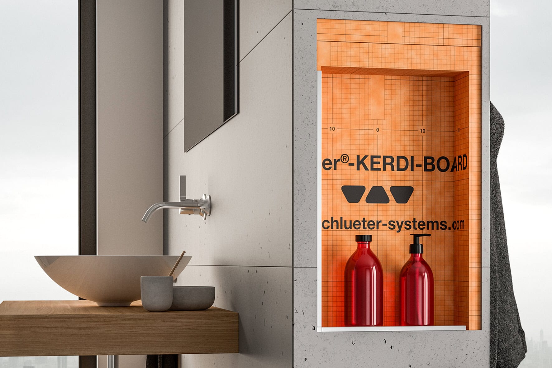 Formbar für nahezu jede Idee: Kerdi-Board ermöglicht funktionale Nischen und Einbauten genau nach Maß.