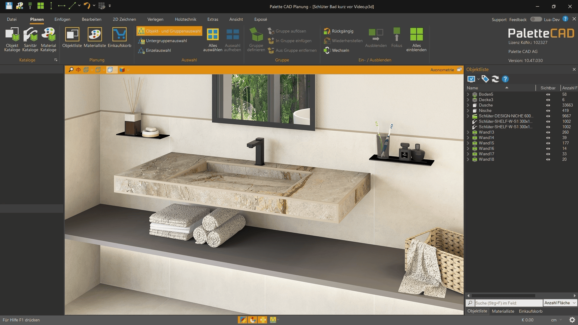 Per Klick entsteht aus der Badplanung in Palette CAD ein fotorealistisches Rendering.