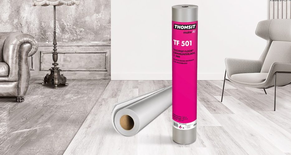 Thomsit TF 501: selbstklebende Dämmunterlage für die schnelle Renovierung bei gleichzeitiger Raumnutzung. Foto: Thomsit