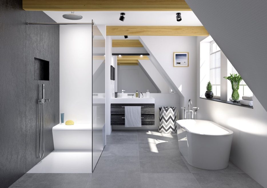 Fundo Duschsysteme bieten die ideale, sichere und stabile Lösung für eine bodengleiche Dusche. Sie sind mit Punkt- oder Linienentwässerung verfügbar. Foto: wedi