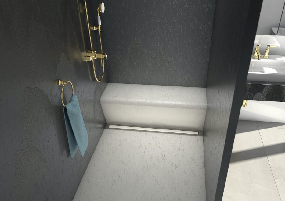 Die edle Natursteinoptik der wedi Top Line ist nicht nur ein echter Hingucker im Badezimmer – sie punktet zudem mit einer angenehmen Haptik, Sitzbank und Duschboden nehmen die Wärme des Duschwassers an. Foto: wedi